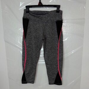 Kids Gray and Black Leggings with Pink Accents